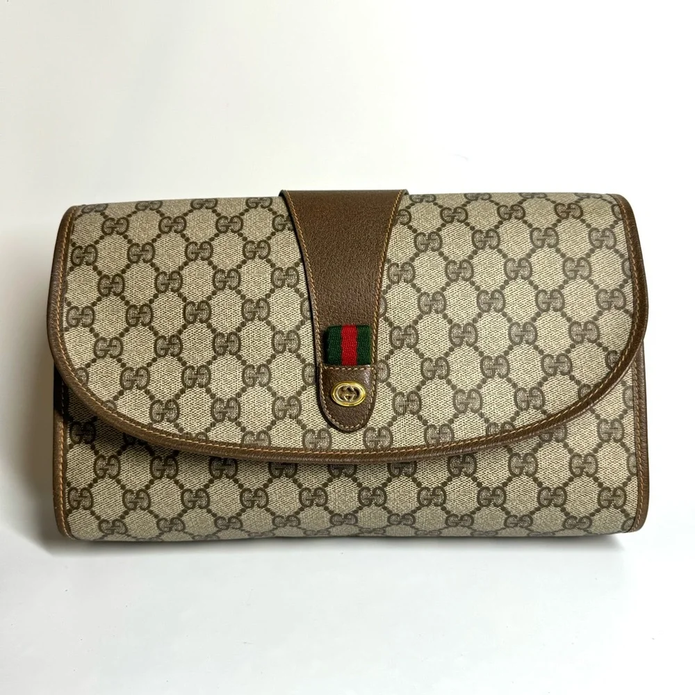 🔴SOLD🔴Gucci Large Ophidia Sherry Line Supreme GG Monogram Clutch - Picture 10 of 15